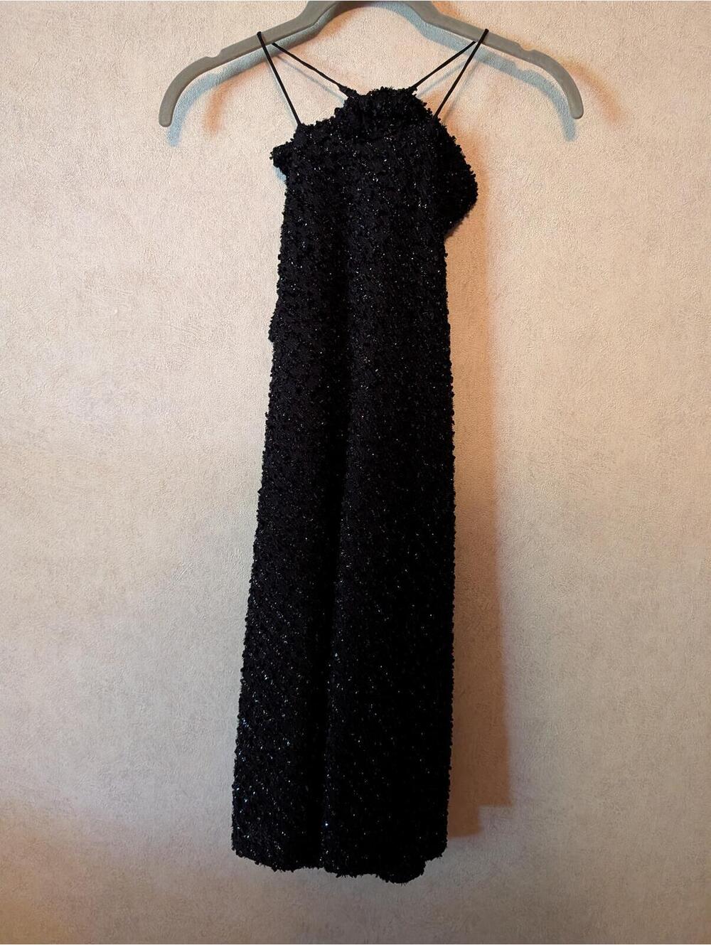 NBD black floral halterneck mini formal dress sz S - Picture 2 of 6
